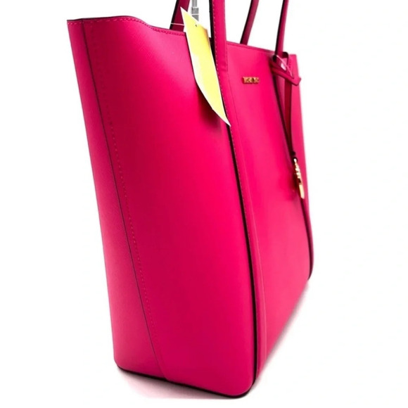 Michael Kors Pratt Large Signature Logo Tote Bag Electric Pink Multi - Picture 4 of 10